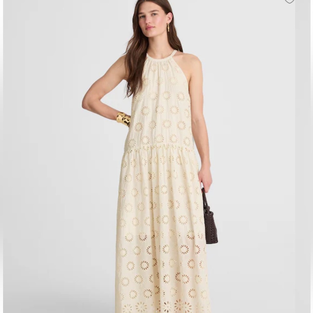 Embroidered drop waist maxi dress